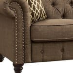 67 Inch Brown Linen Loveseat with Tufted Cushions and Pillows 8 67 Inch Brown Linen Loveseat with Tufted Cushions and Pillows