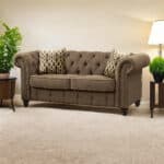 67 Inch Brown Linen Loveseat with Tufted Cushions and Pillows 7 67 Inch Brown Linen Loveseat with Tufted Cushions and Pillows