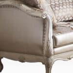 Pearl Faux Leather Curved Loveseat with Toss Pillows