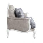 64 Inch Beige Linen and White Love Seat for Two