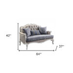 64 Inch Beige Linen and White Love Seat for Two