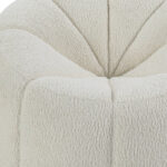 38 Inch White And Black Sherpa Swivel Barrel Chair