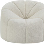 38 Inch White And Black Sherpa Swivel Barrel Chair