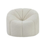38 Inch White And Black Sherpa Swivel Barrel Chair