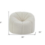 38 Inch White And Black Sherpa Swivel Barrel Chair