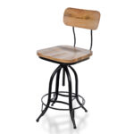 46 Inch Natural Steel Swivel Adjustable Height Bar Stool