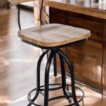 46 Inch Natural Steel Swivel Adjustable Height Bar Stool