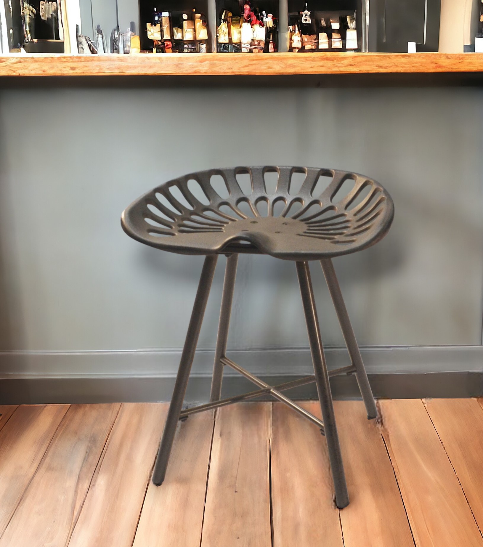 18 Inch Copper Industrial Backless Bar Stool With Tractor Seat 2 18 Inch Copper Industrial Backless Bar Stool With Tractor Seat - Image 2