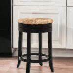 24 Inch Natural and Black Backless Swivel Counter Height Bar Stool 5 24 Inch Natural and Black Backless Swivel Counter Height Bar Stool