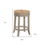 24-Inch Natural Gray Wood Swivel Backless Counter Height Bar Stool