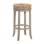 30 Inch Natural Gray Wood Swivel Backless Bar Stool With Footrest