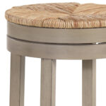 30 Inch Natural Gray Wood Swivel Backless Bar Stool With Footrest