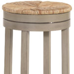 30 Inch Natural Gray Wood Swivel Backless Bar Stool With Footrest