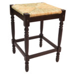 24 Inch Natural and Espresso Backless Wood Bar Stool with Footrest