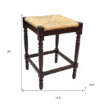 24 Inch Natural and Espresso Backless Wood Bar Stool with Footrest