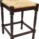 24 Inch Natural and Espresso Backless Wood Bar Stool with Footrest