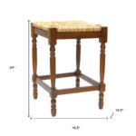 24-Inch Natural and Brown Solid Wood Backless Counter Bar Stool 10 24-Inch Natural and Brown Solid Wood Backless Counter Bar Stool