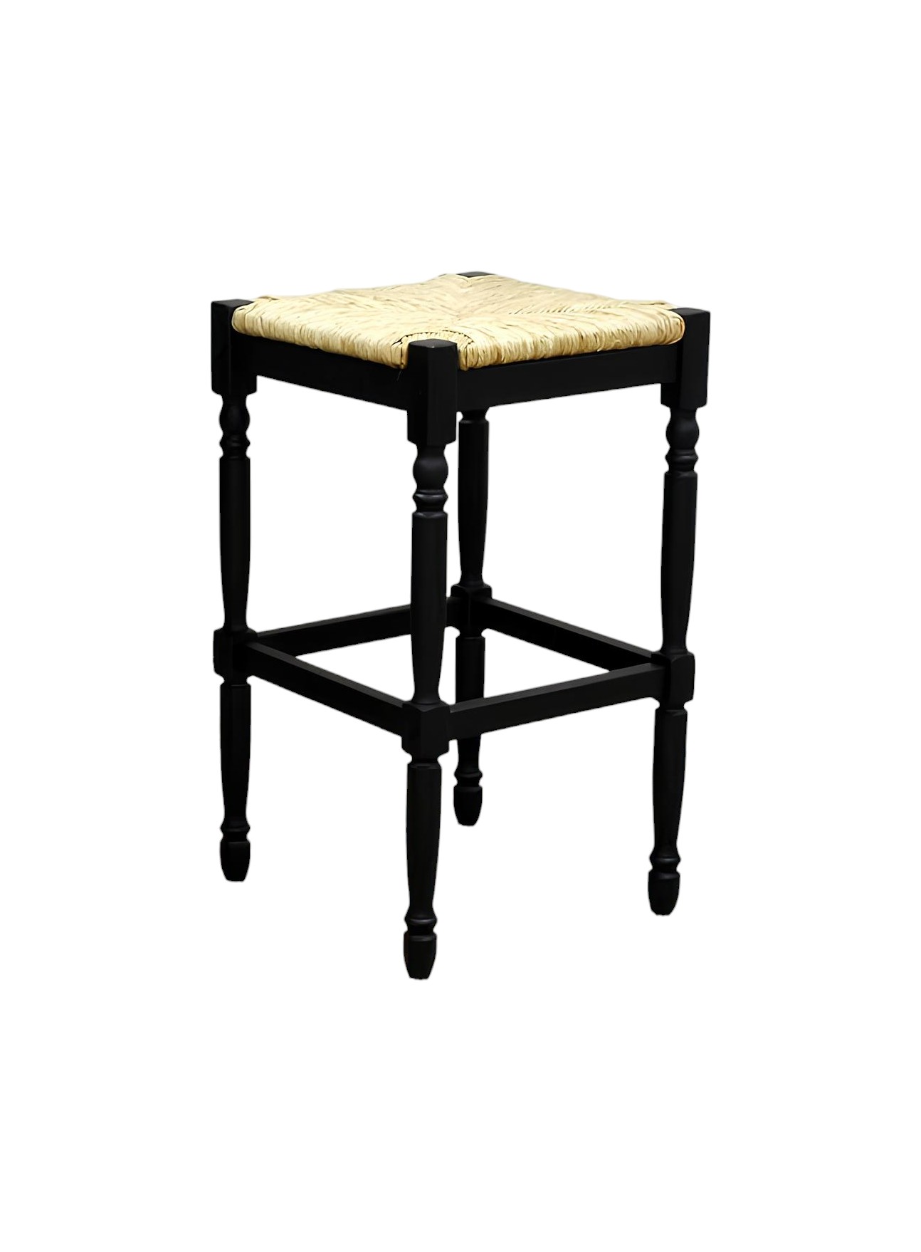 29-Inch Natural and Black Wood Backless Bar Stool with Footrest 1 29-Inch Natural and Black Wood Backless Bar Stool with Footrest