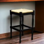 29-Inch Natural and Black Wood Backless Bar Stool with Footrest 8 29-Inch Natural and Black Wood Backless Bar Stool with Footrest