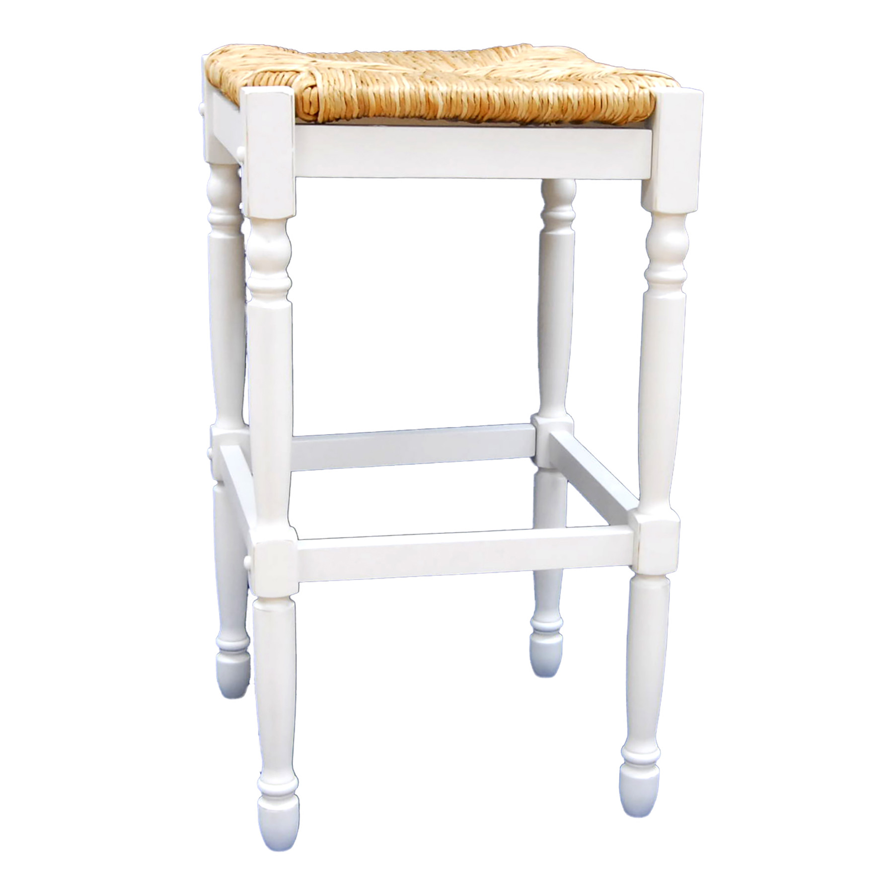 29-Inch Natural and Antiqued White Backless Wooden Bar Stool 1 29-Inch Natural and Antiqued White Backless Wooden Bar Stool