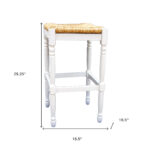 29-Inch Natural and Antiqued White Backless Wooden Bar Stool 10 29-Inch Natural and Antiqued White Backless Wooden Bar Stool