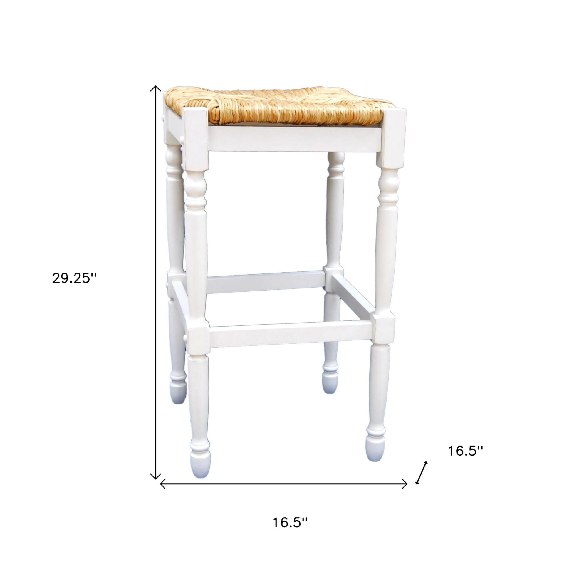 29-Inch Natural and Antiqued White Backless Wooden Bar Stool 5 29-Inch Natural and Antiqued White Backless Wooden Bar Stool - Image 5