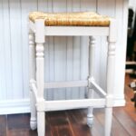 29-Inch Natural and Antiqued White Backless Wooden Bar Stool 7 29-Inch Natural and Antiqued White Backless Wooden Bar Stool