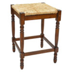 29 Inch Natural Chestnut Backless Bar Stool With Footrest