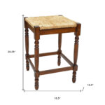 29 Inch Natural Chestnut Backless Bar Stool With Footrest