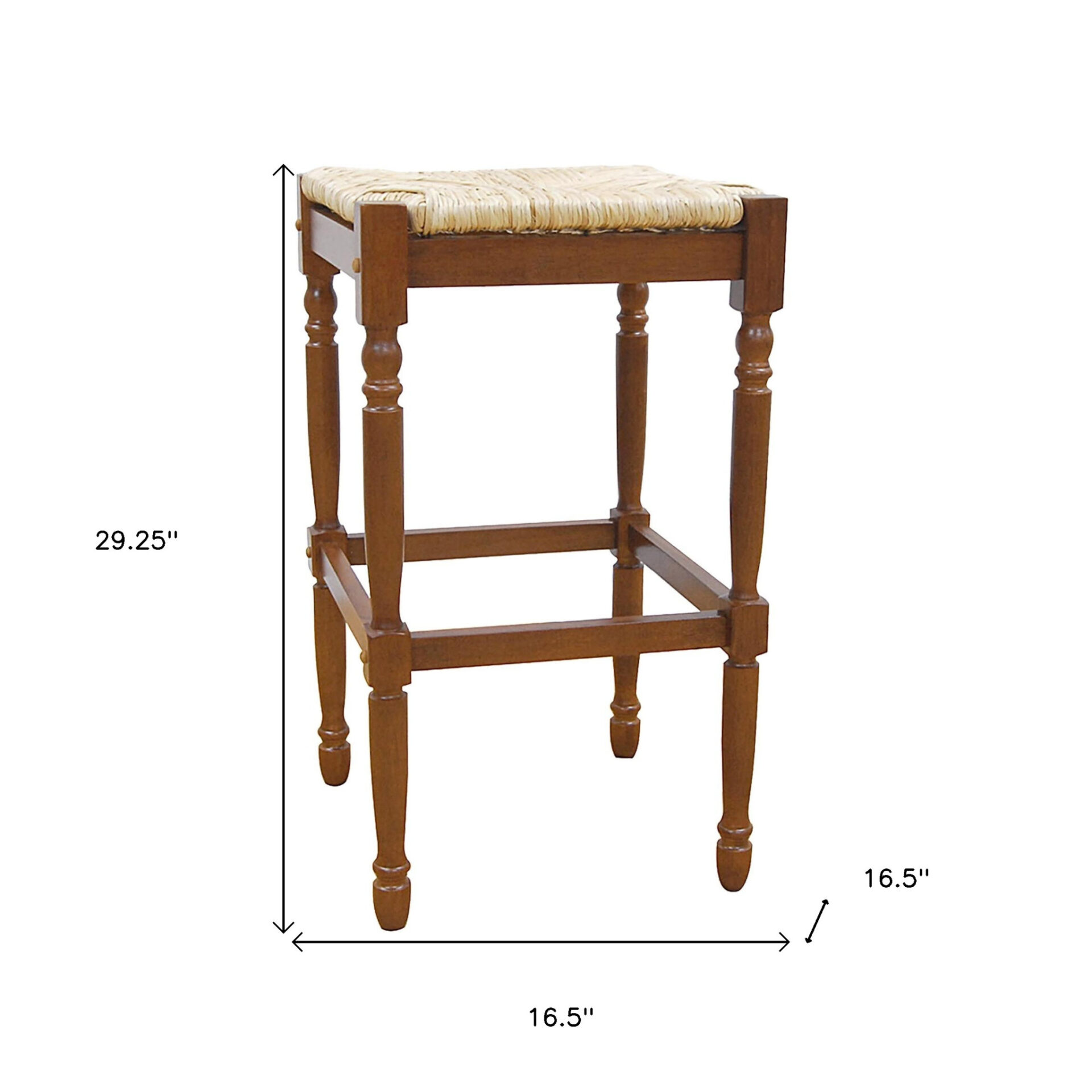 29 Inch Natural and Brown Backless Bar Stool with Footrest 5 29 Inch Natural and Brown Backless Bar Stool with Footrest - Image 5