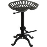 23 Inch Black Adjustable Height Backless Bar Stool With Footrest