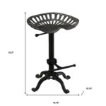 23 Inch Black Adjustable Height Backless Bar Stool With Footrest