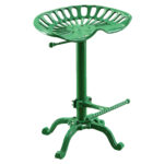 23 Inch Green Adjustable Height Bar Stool with Footrest