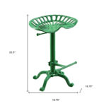23 Inch Green Adjustable Height Bar Stool with Footrest