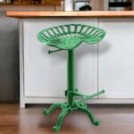 23 Inch Green Adjustable Height Bar Stool with Footrest