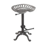 23 Inch Gray Adjustable Height Backless Industrial Bar Stool With Footrest