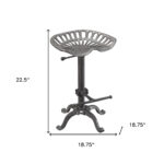 23 Inch Gray Adjustable Height Backless Industrial Bar Stool With Footrest
