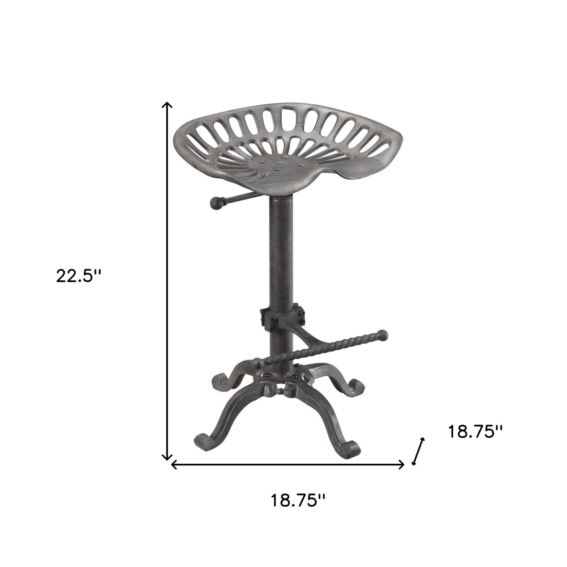 23 Inch Gray Adjustable Height Backless Industrial Bar Stool With Footrest 5 23 Inch Gray Adjustable Height Backless Industrial Bar Stool With Footrest - Image 5