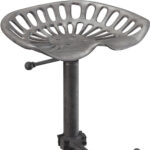 23 Inch Gray Adjustable Height Backless Industrial Bar Stool With Footrest