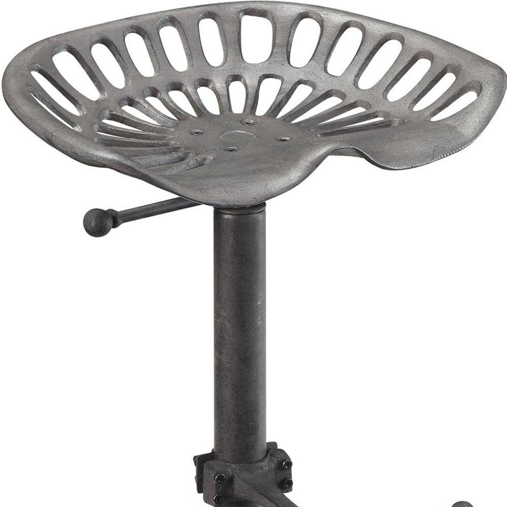 23 Inch Gray Adjustable Height Backless Industrial Bar Stool With Footrest 4 23 Inch Gray Adjustable Height Backless Industrial Bar Stool With Footrest - Image 4