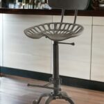 Adjustable Gray Iron Low Back Bar Stool with Footrest 7 Adjustable Gray Iron Low Back Bar Stool with Footrest