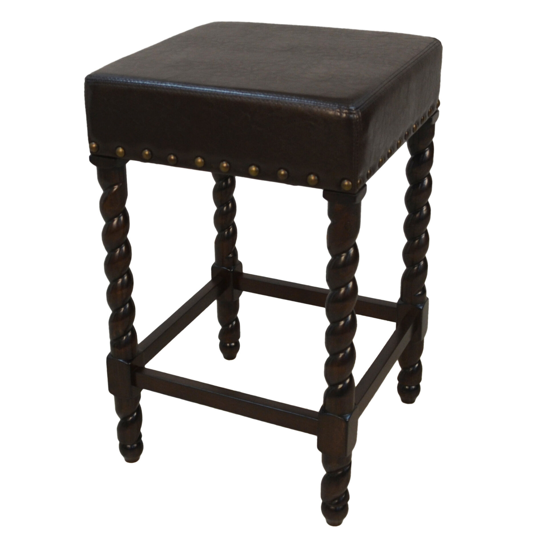 24 Inch Black and Espresso Backless Faux Leather Bar Stool 1 24 Inch Black and Espresso Backless Faux Leather Bar Stool