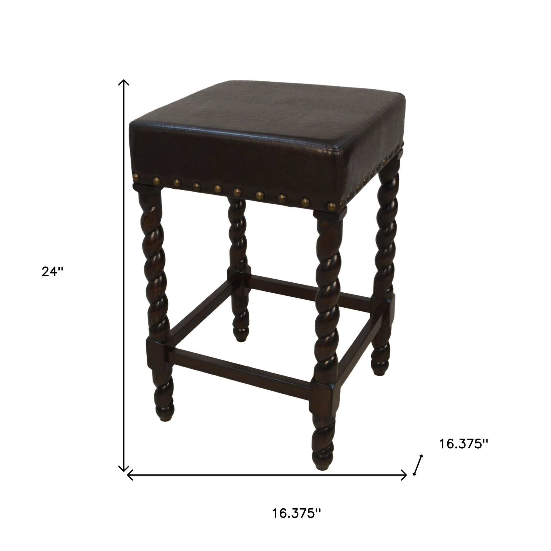 24 Inch Black and Espresso Backless Faux Leather Bar Stool 6 24 Inch Black and Espresso Backless Faux Leather Bar Stool - Image 6