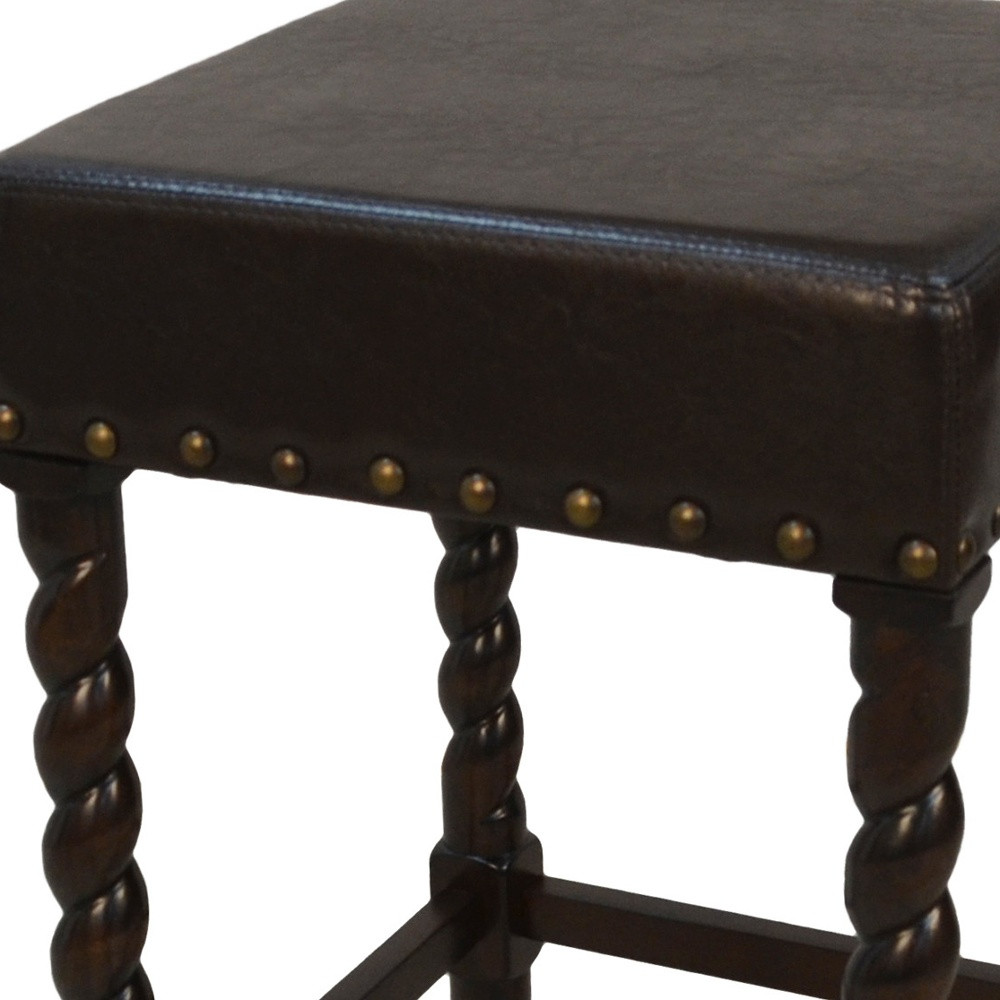 24 Inch Black and Espresso Backless Faux Leather Bar Stool 4 24 Inch Black and Espresso Backless Faux Leather Bar Stool - Image 4