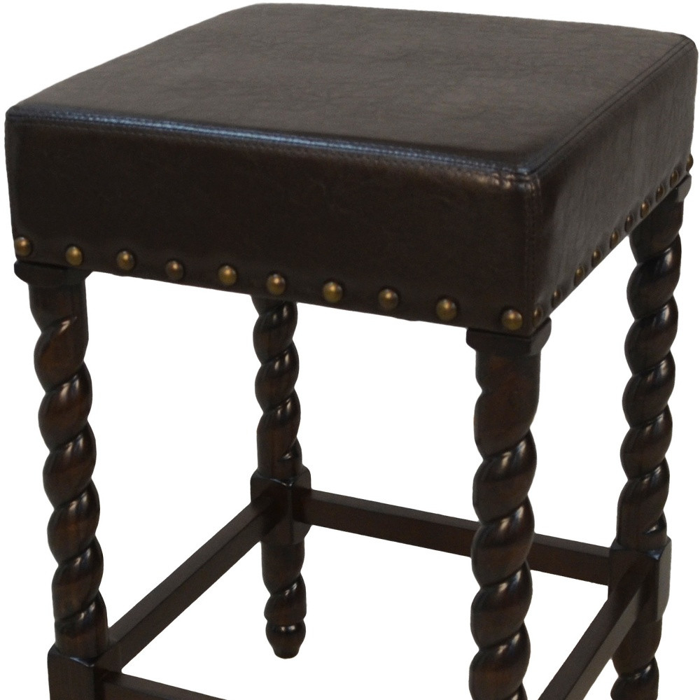 24 Inch Black and Espresso Backless Faux Leather Bar Stool 5 24 Inch Black and Espresso Backless Faux Leather Bar Stool - Image 5