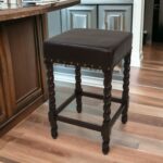 24 Inch Black and Espresso Backless Faux Leather Bar Stool 8 24 Inch Black and Espresso Backless Faux Leather Bar Stool
