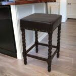 24 Inch Black and Espresso Backless Faux Leather Bar Stool 9 24 Inch Black and Espresso Backless Faux Leather Bar Stool