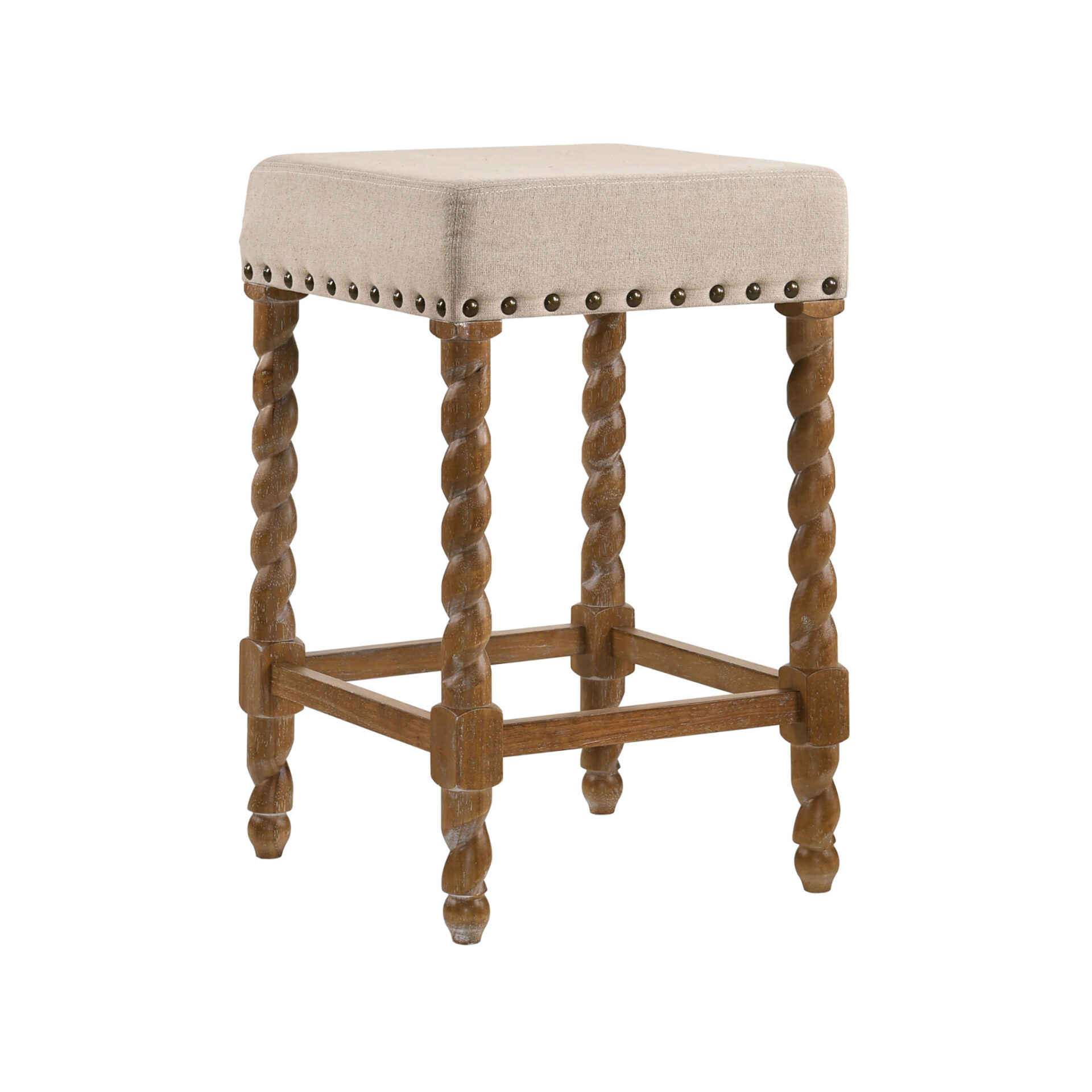 24 Inch Cream and Natural Backless Counter Height Bar Stool 1 24 Inch Cream and Natural Backless Counter Height Bar Stool