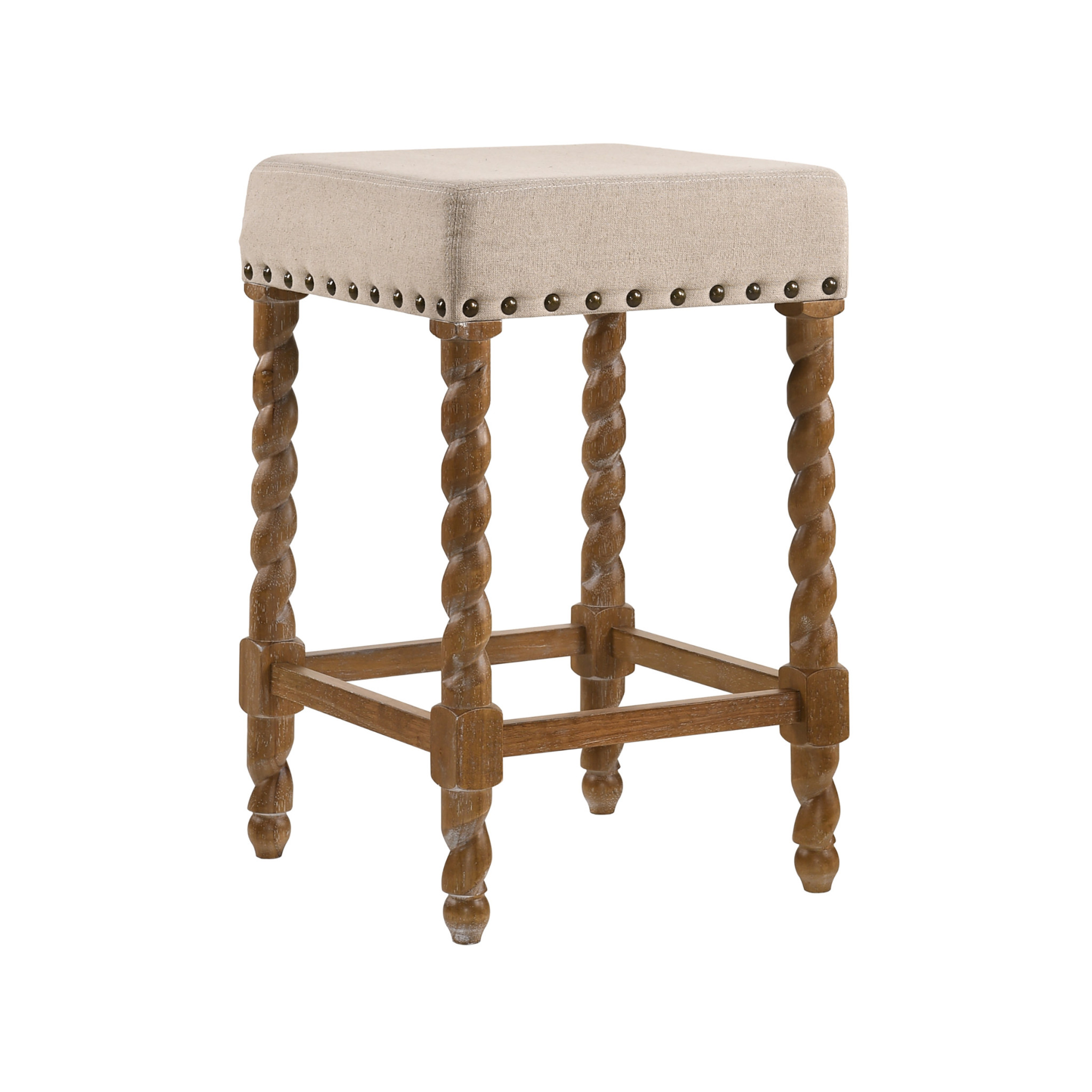 24 Inch Cream and Natural Backless Counter Height Bar Stool - Cave Supplies