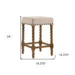 24 Inch Cream and Natural Backless Counter Height Bar Stool 10 24 Inch Cream and Natural Backless Counter Height Bar Stool